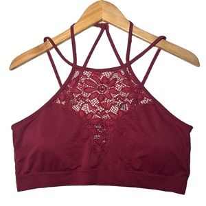 Zenana Maroon Floral Mesh Bralette
